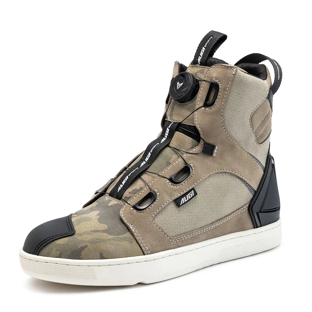 Motorcycle Rider Protective Boots Men Casual Breathable Sports Shoes Rubber Gear Shift Pad Reinforced Toe Motorcycle Sneakers