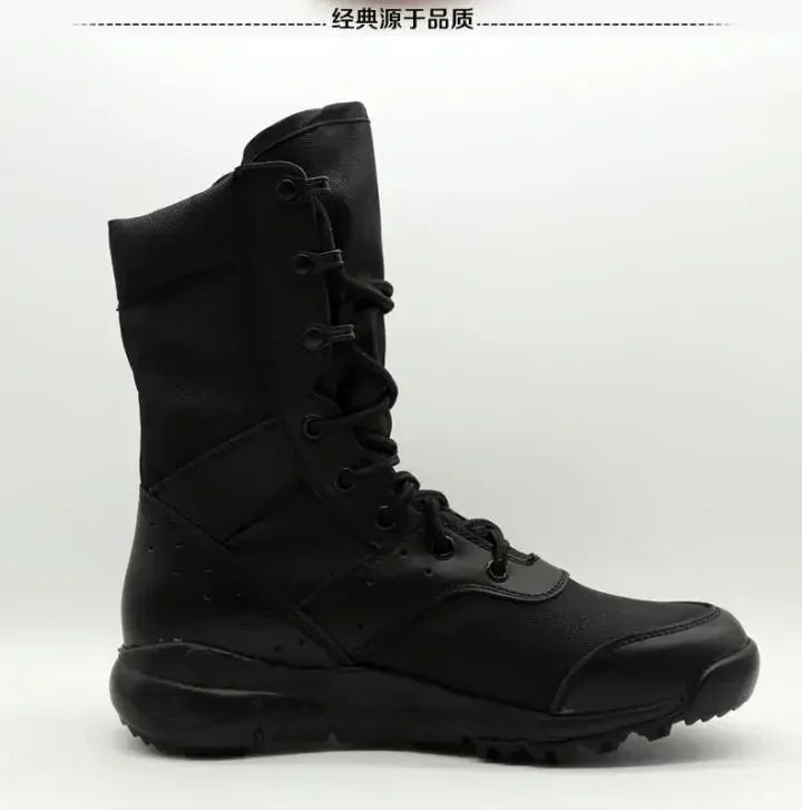 Waterproof Lace Up Tactical Boot Fashion Mesh Motorcycle Men's Work Shoes 47 48 Light Men Combat Ankle Boots