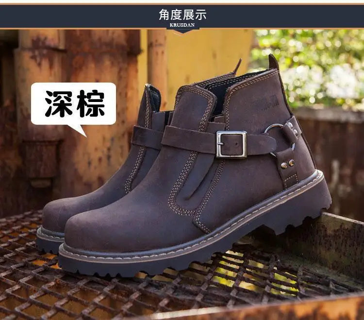 Retro leather boots for motorcycles durable men boots couple's short shoes motorcycle safety equipment motorcycle shoes