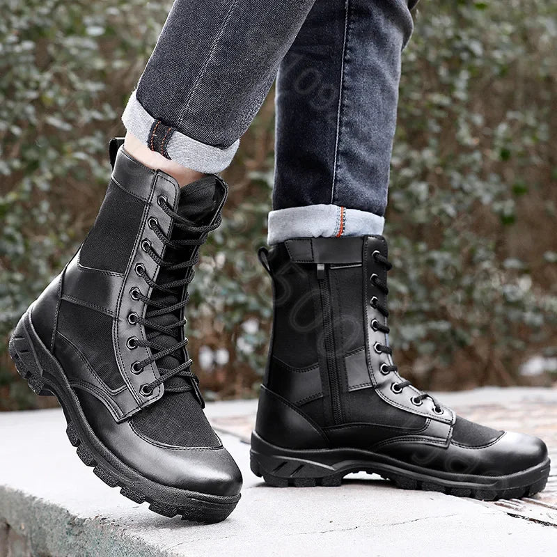 Summer ultra-light combat boots comfortable mesh shoes mountaineering boots men women high-top training boots security shoes