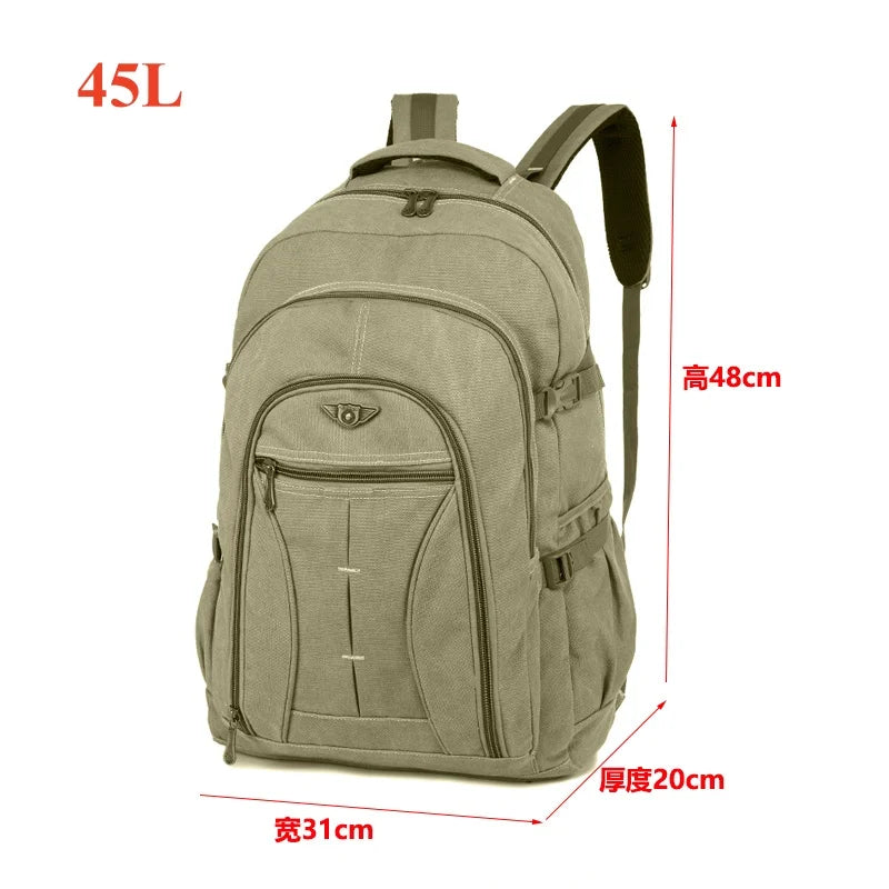 55L 70L Canvas Sports Backpack Men Outdoor Hiking Camping Travel Bag Luggage Rucksack Large Capacity Climbing Tactical Backpack