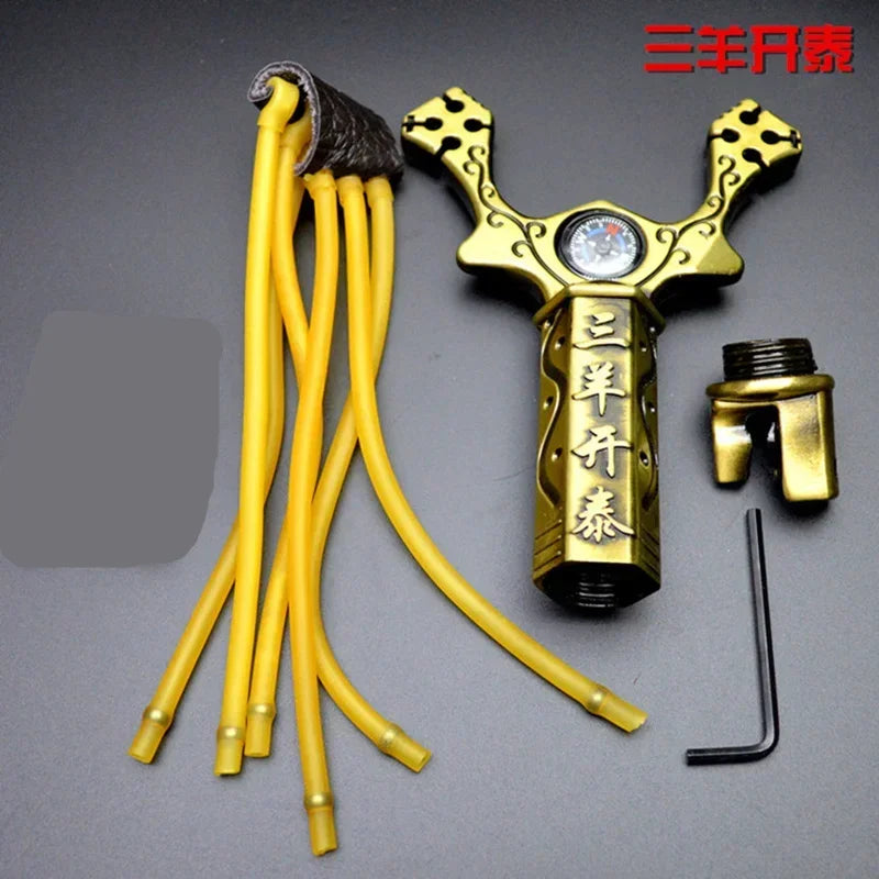 NEW Professional Slingshot Hunting Powerful Catapult Metal Hunter Aluminium Alloy Sling Shot with Powerful Rubber Band