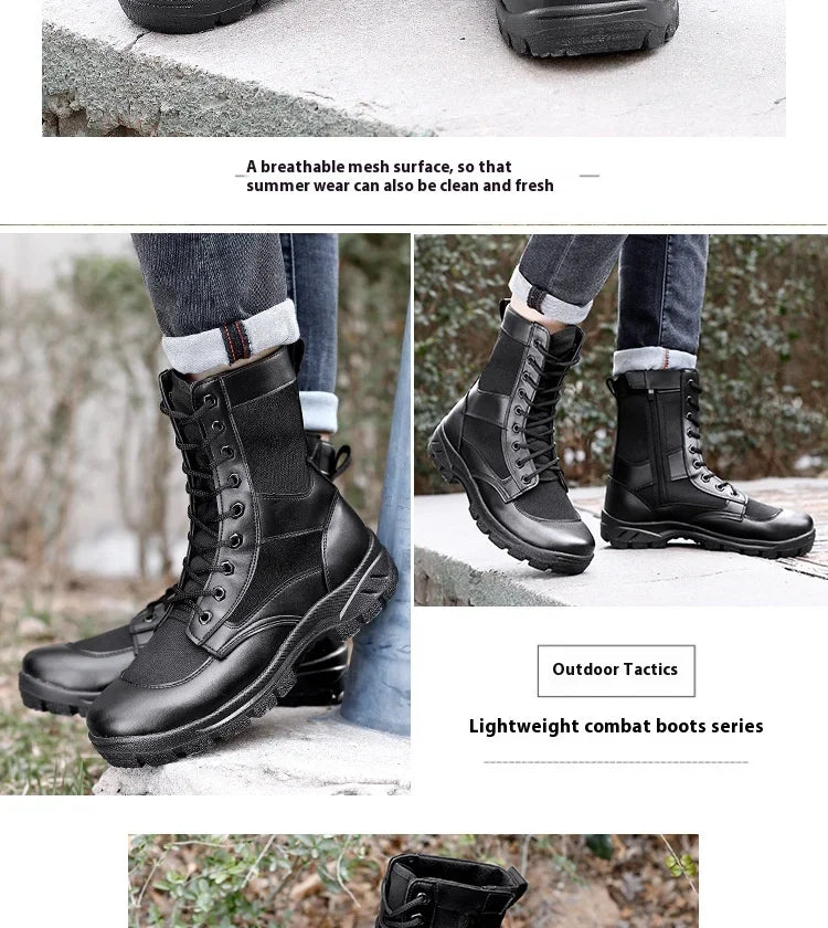 Summer ultra-light combat boots comfortable mesh shoes mountaineering boots men women high-top training boots security shoes