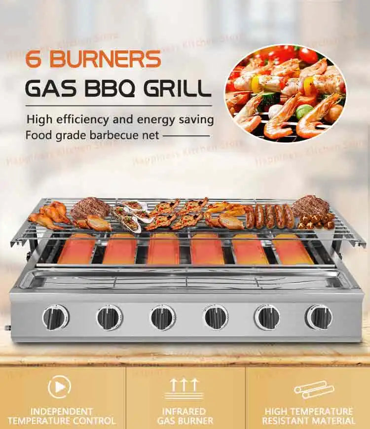 Smokeless Infrared BBQ Grill Stainless Steel Roast Stove Outdoor Barbecue Cooking Oven Glass Cover Adjust Height Hiking Kitchen