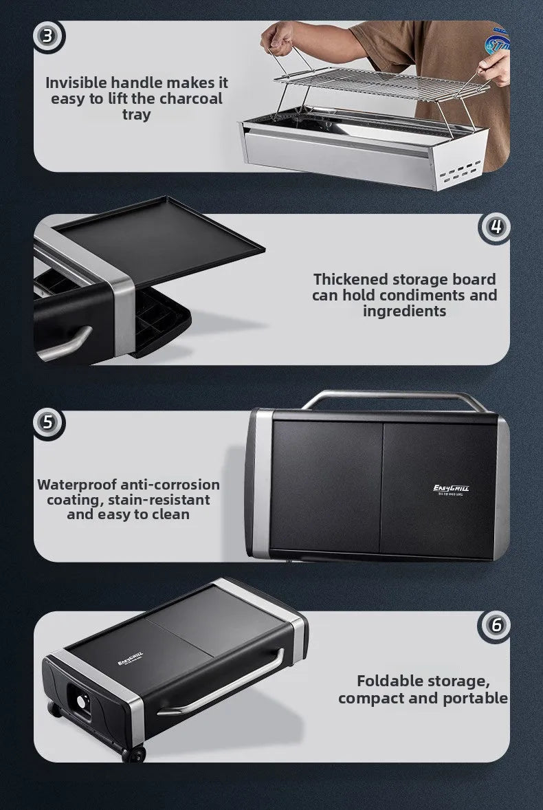 Foldable Charcoal Barbecue Grill Outdoor Portable Large BBQ Stove for Home