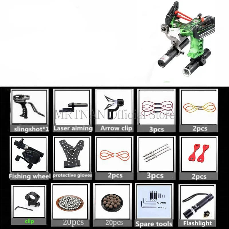 Green/Red Laser Slingshot Black Red Hunting Bow Slingshot Fishing Outdoor Powerful Slingshot Catapult Slingshot Shooting Caza