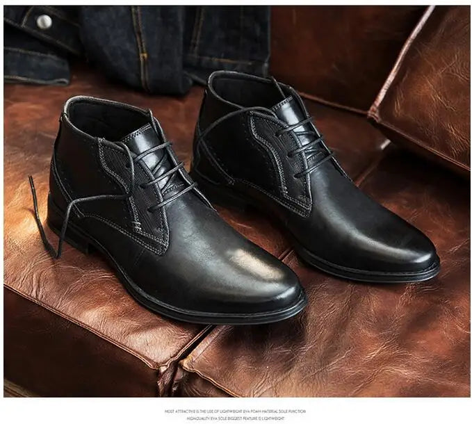 2023 Spring Autumn Ankle Boots Fashion Male Cow Genuine Leather Shoes Lace Up Leisure Leather Boots Motorcycle Shoes Boys A050