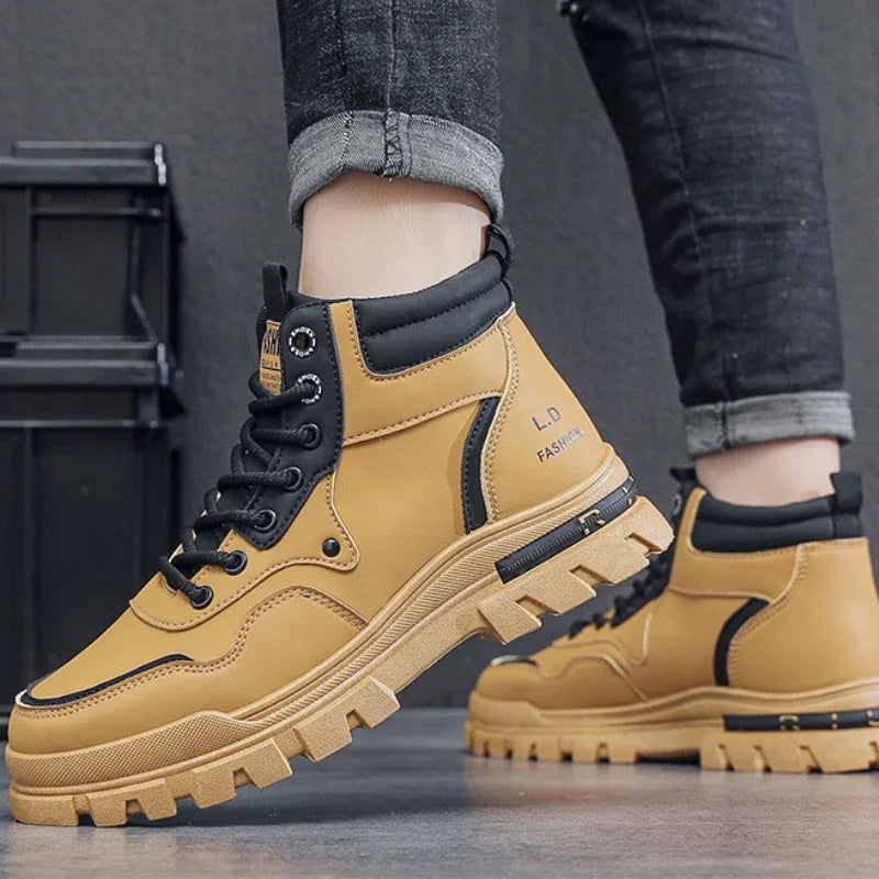 2025 Men's Casual Shoes Non-slip Wear-resistant High-top Sneakers Outdoor Comfortable Platform Hiking Shoes Designer Men's Shoes