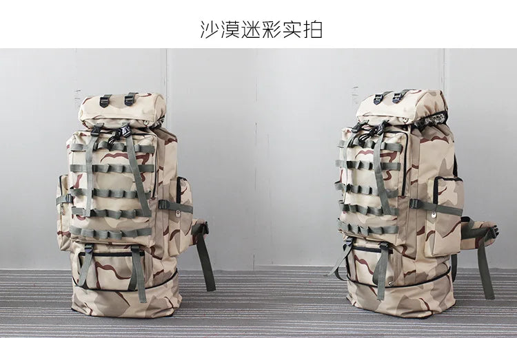 70-100L Outdoor Camping Travel Sports Backpack Military Camo Tactical Bag Large Capacity Waterproof Hiking Mountain Climbing Bag