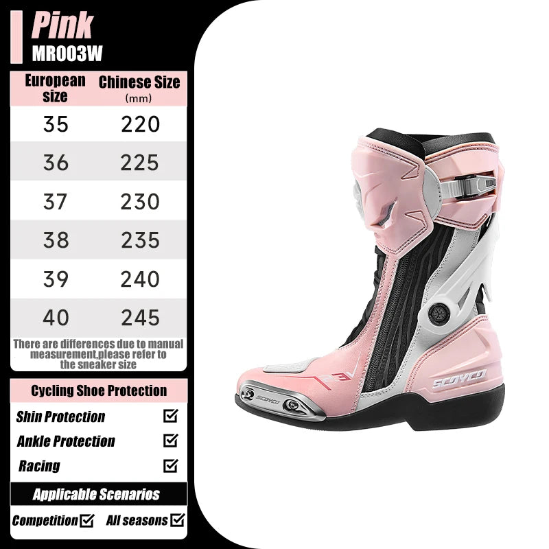 SCOYCO Motorcycle Racing Boots Unisex Waterproof Motorbike Boot Anti Fall Slip Resistant Biker For Protection Motocross Footwear