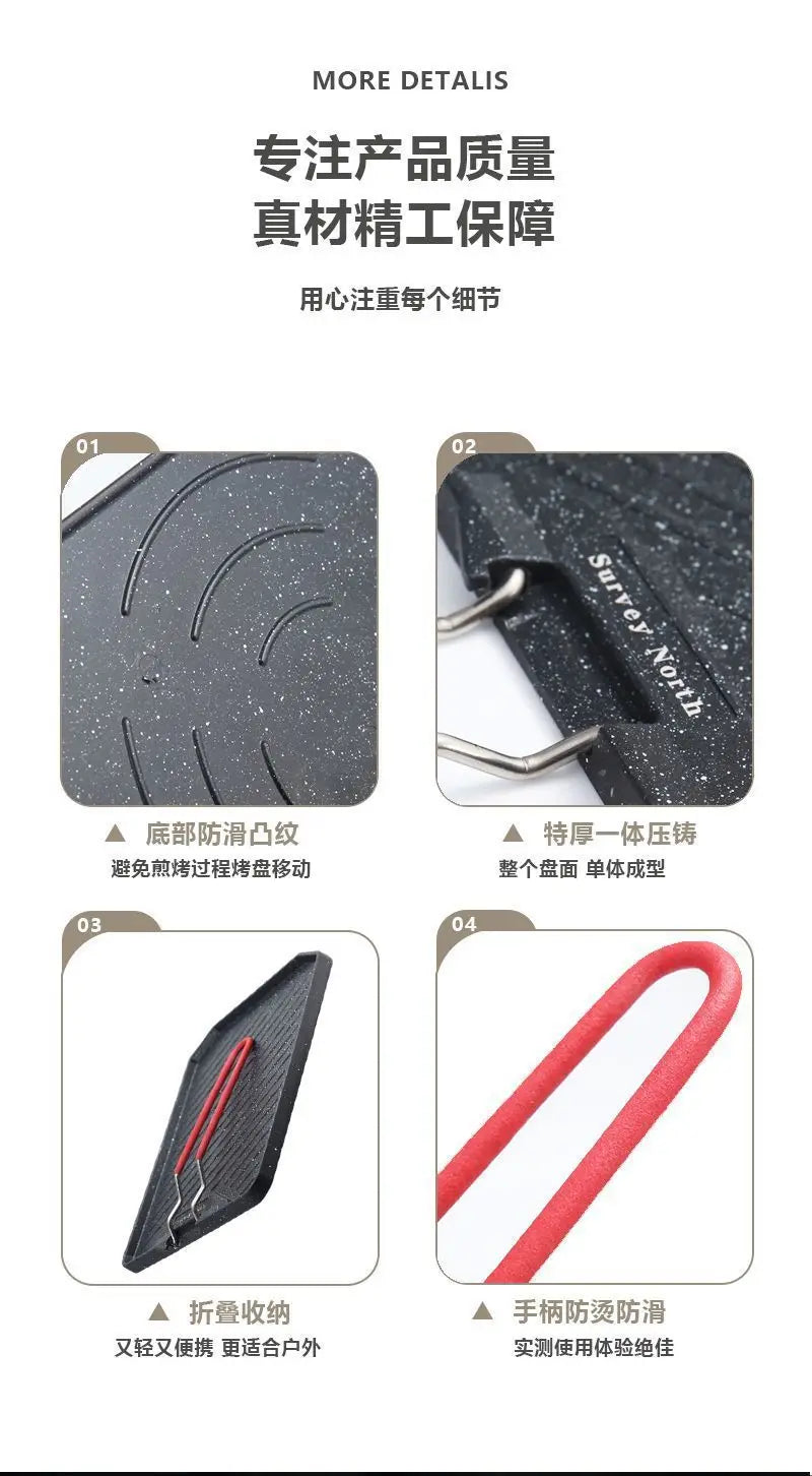 Camping Cooking Pan Non Stick Folding Picnic Frying Pan Portable Easy Clean Grill Hiking Bbq Dinner Frying Plate