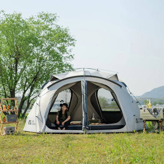 MOBI GARDEN Camping Tent Royal Castle 150D Oxford With Snow Skirt Double Layer Waterproof Hiking 5 Person 4 Season Tent UV50+