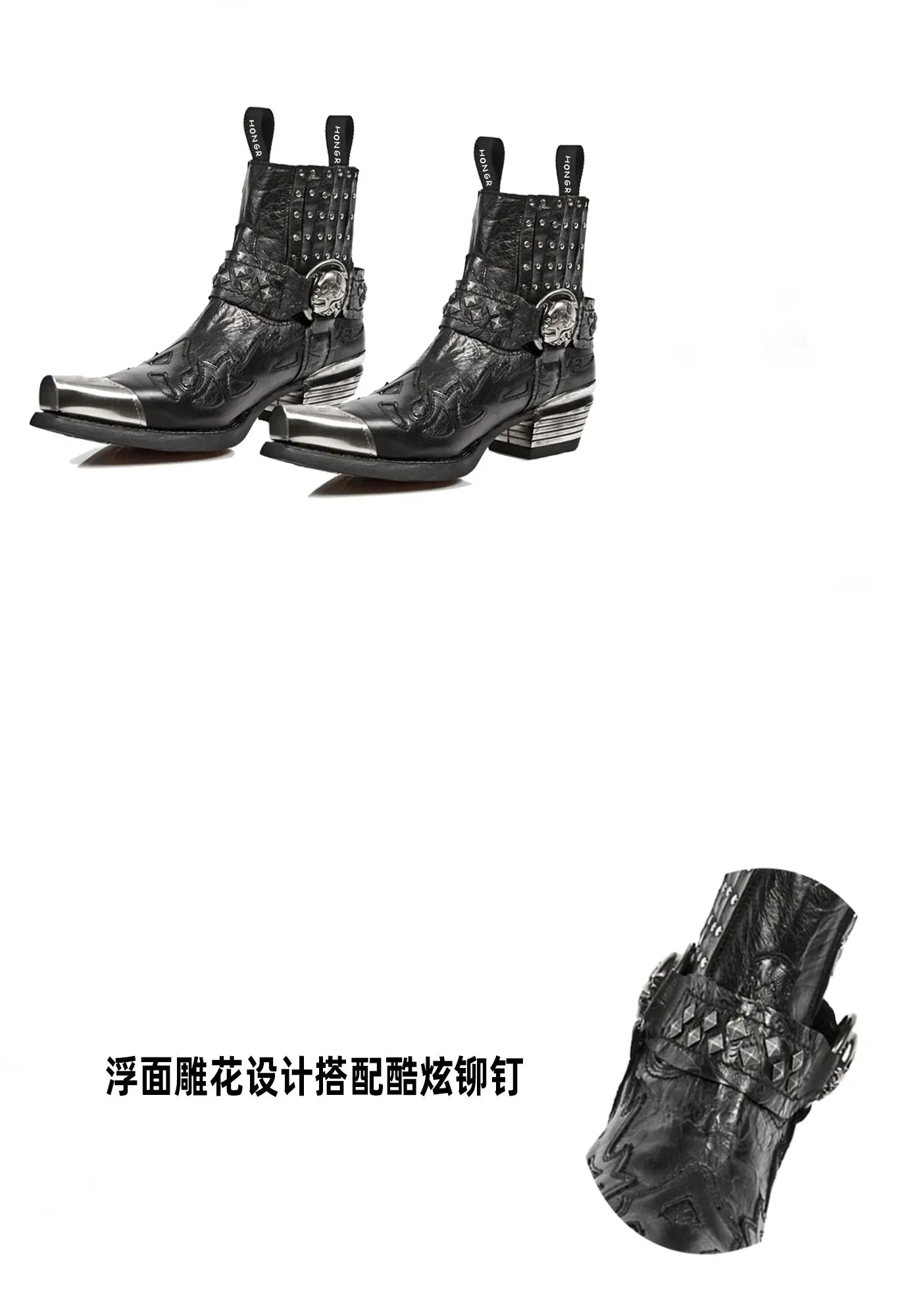 2025 New Men Popular Pointed Western Short Spanish Tide Brand Punk Rivet Leather Women Sneakers Chelsea Boots