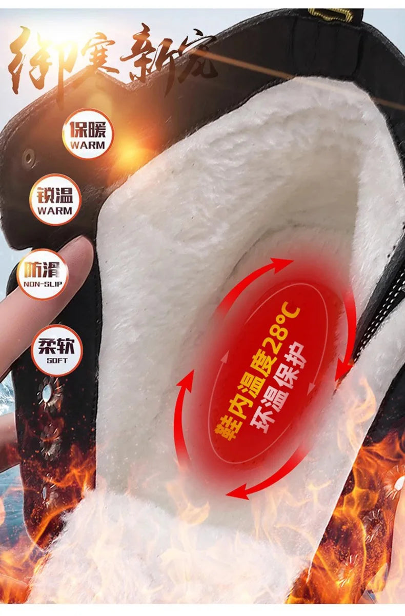 2025 Autumn Winter New Platform Boots for Men Keep Warm Fashion Casual Ankle Boot Male Solid Color Outdoor Cow Leather Shoes Man