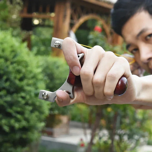 Stainless Steel Solid Wood TTF Professional Slingshot Portable Outdoor Hunting Shooting Tool High Quality Slingshot