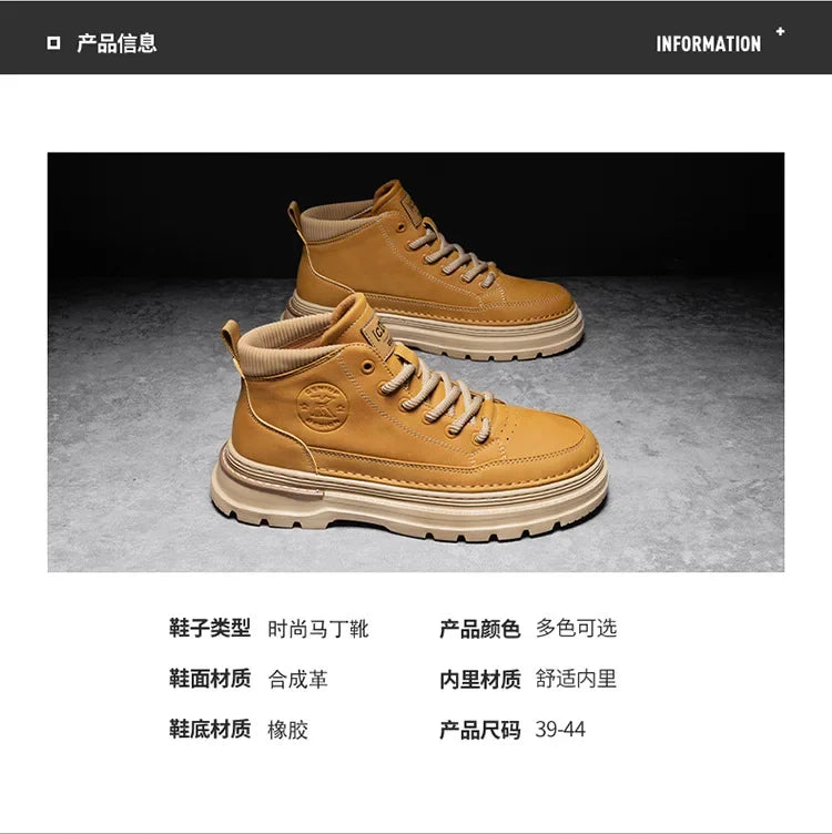 Men Ankle Boots Retro British High-top Men Boots Stylish Luxury High-top High Quality Leather Shoes Outdoor Men Motorcycle Shoes