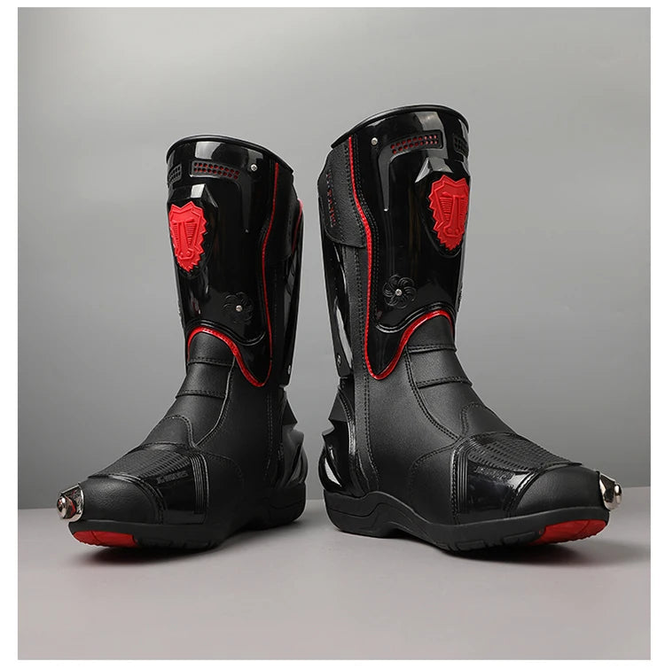 36-47 Leather Motorcycle Boots Men Anti-slip Motorcyclist Shoes Adventure Touring Motocross Bike Boots Motorcycle Accessories