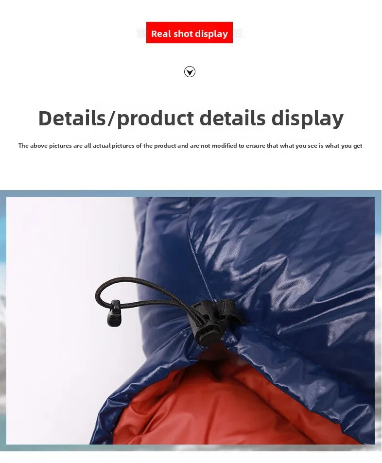 SKY ICEFeichan Mummy Down Sleeping Bag for Adults Outdoor Camping Winter Thickened Goose Down Cold-Proof Warm