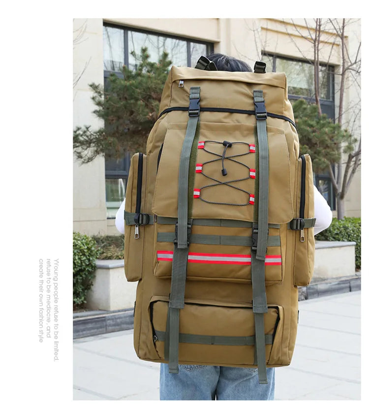 130L Large Capacity Mountaineering Bag Suitable  Outdoor Travel Camping Climbing Adventure Multifunctional Waterproof  Backpack