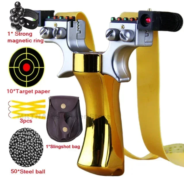 Powerful Laser Slingsshot Upgrade Outdoor Shooting Catapult Double Screw Quick Pressure Rubber Band Hunting Slingshot