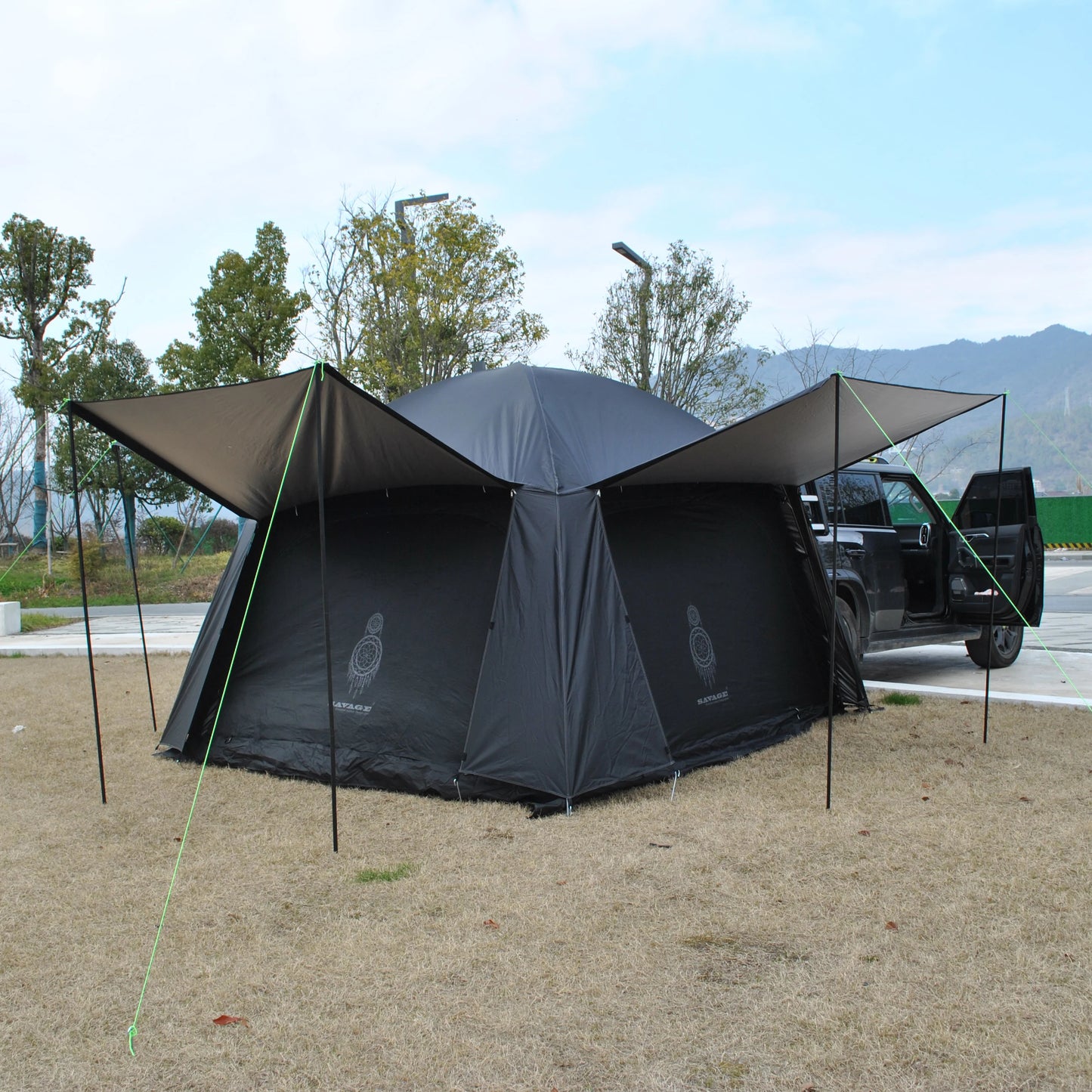 Waterproof Tiple Layers SUV Tent,Outdoor Car Tent - Car Tailgate Tent,4 Person Sleeping Camper Tent, Car Rear Tent with Canopy