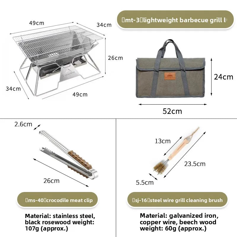 Steel foldable portable barbecue grill MT-3 MT-2 outdoor camping picnic set camping barbecue grill fire pit firewood stove