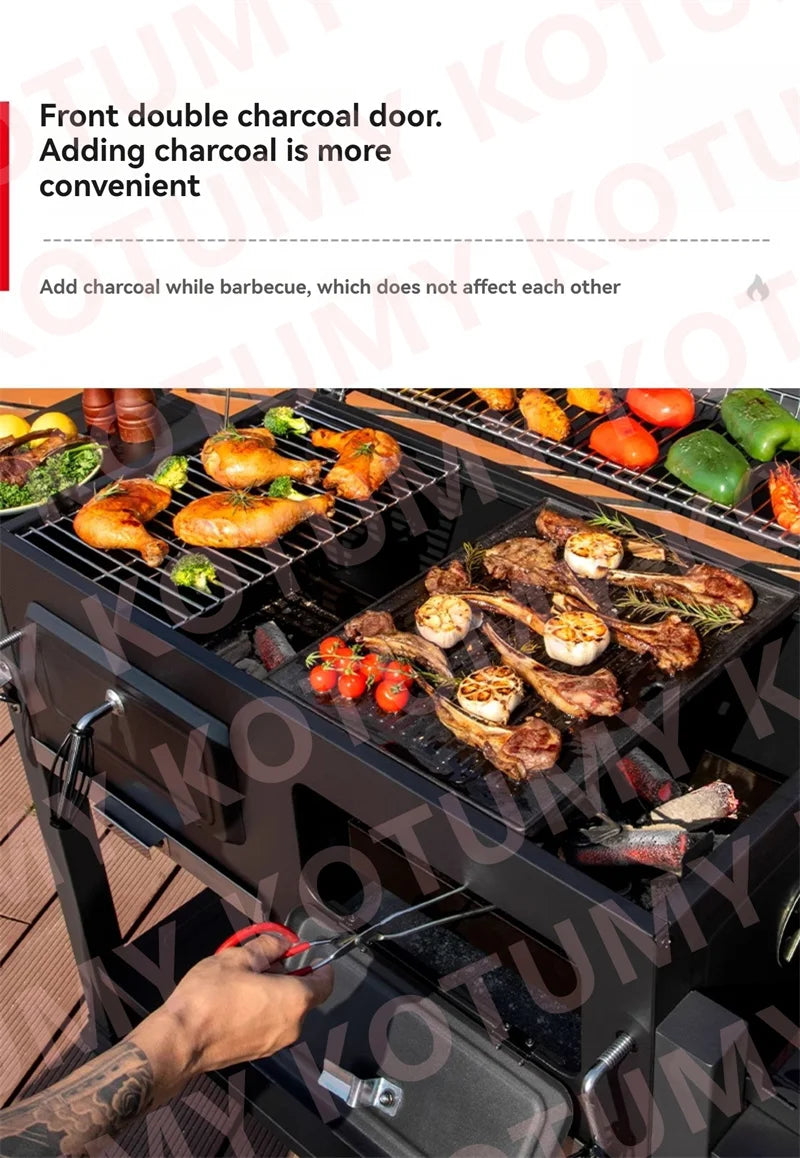 Stainless Steel Tabletop Charcoal Grill with Barbecue Grill Potable Charcoal Grill in Cooking Area Outdoor Camping