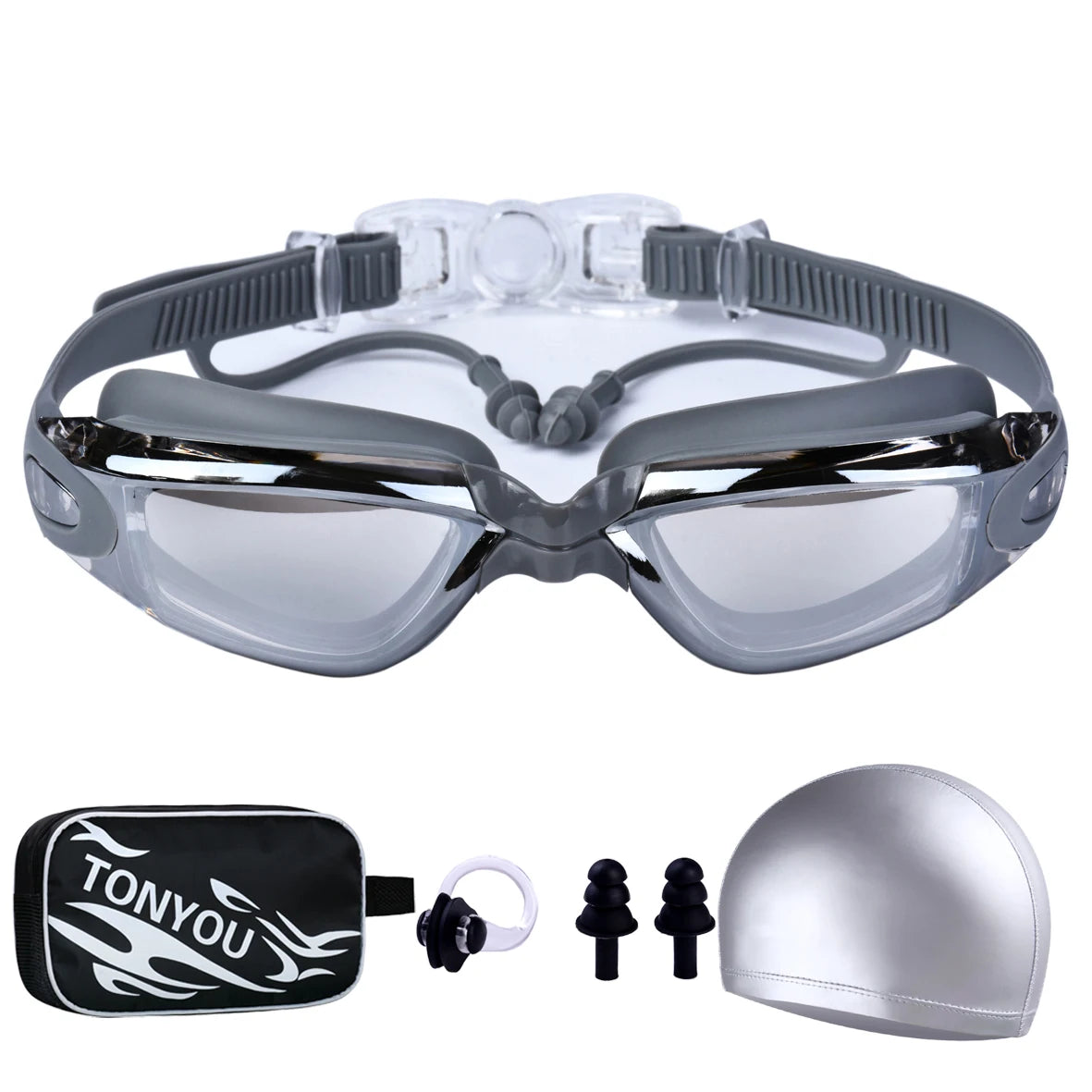 Adult swimming goggles swimming goggles high-definition防雾 men and women professional waterproof earplugs swimming goggles