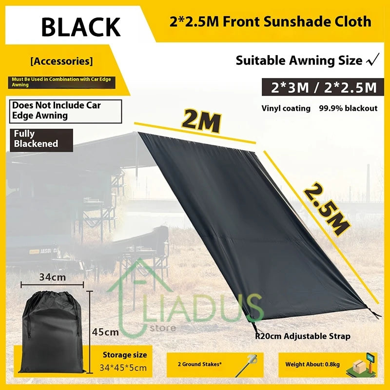 Car Side Tent Blackout With Mesh Windows Mounted Awning Waterproof Shelter UV Protection Camping Canopy Portable For Outdoor