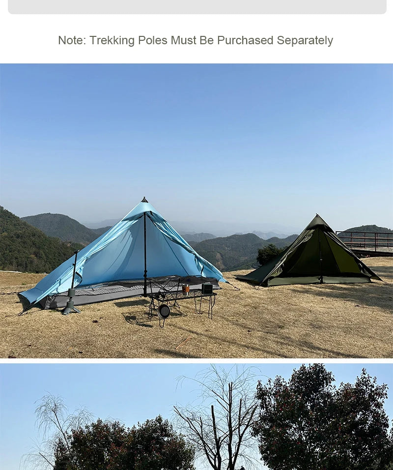 EMER 2 Person 1 Person Outdoor Ultralight Camping Tent 4 Season Professional 20D Silnylon Rodless Tent Hiking Portable Tent