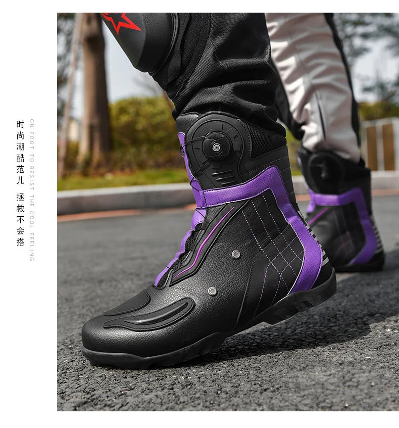 Motorcycle Men Boots Racing Shoes Riding Breathable Soft Boots Durable Off-road Motorbike Anti-kick protection Black Equipment