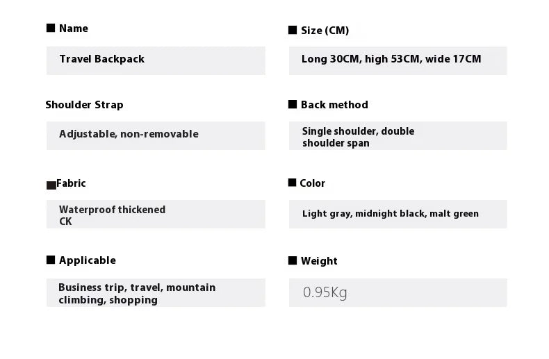 55L Large Capacity Travel Bag For Men 15.6 Inch Laptop Suitcase Backpack Multi-function Waterproof Backpack Outdoor Camping Bags