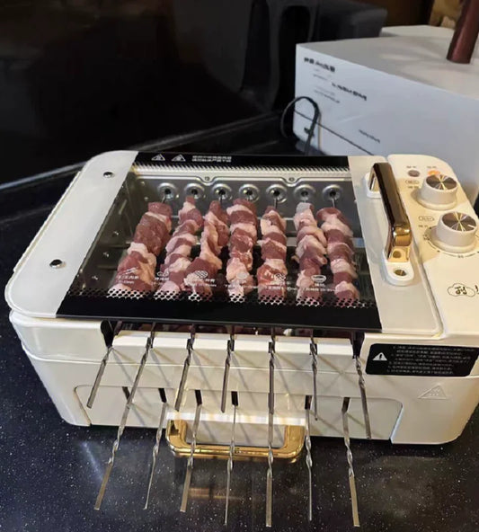 220V Chuanjian Automatic Rotating Electric Grill Skewer Machine Non Smoke BBQ Cooker for Home Use EW