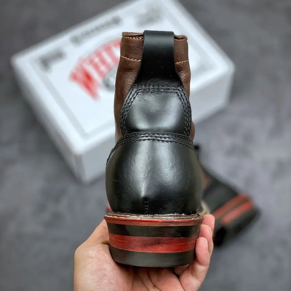 New Arrival! Vintage Motorcycle Boots Casual Men Ankle Boots Cowhide Leather Shoes Wedge Tooling Desert Boots Motorcycle Shoes