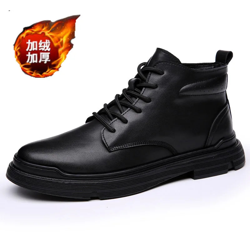 Winter Genuine Leather Shoes Men Boots Spring Ankle Boots Shoes  Man Punk Casual Riding Flats Equestr Botas Hombre Plus Size