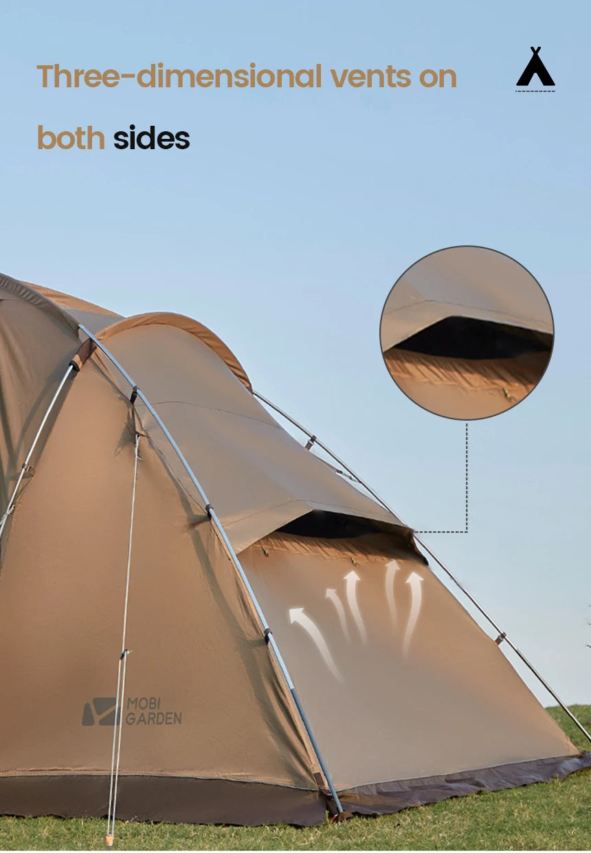 MOBI GARDEN Camping Tunnel Tent Outdoor Living Tent Windproof Rainproof Portable
