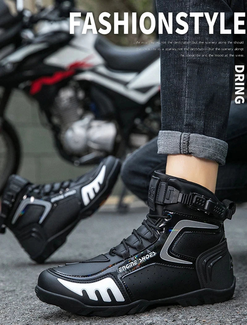 Men Motorcycle Boots Breathable Anti-fall Riders Motorbike Shoes TPU Protection Anti Slip Men's Motocross Bike Riding Boot
