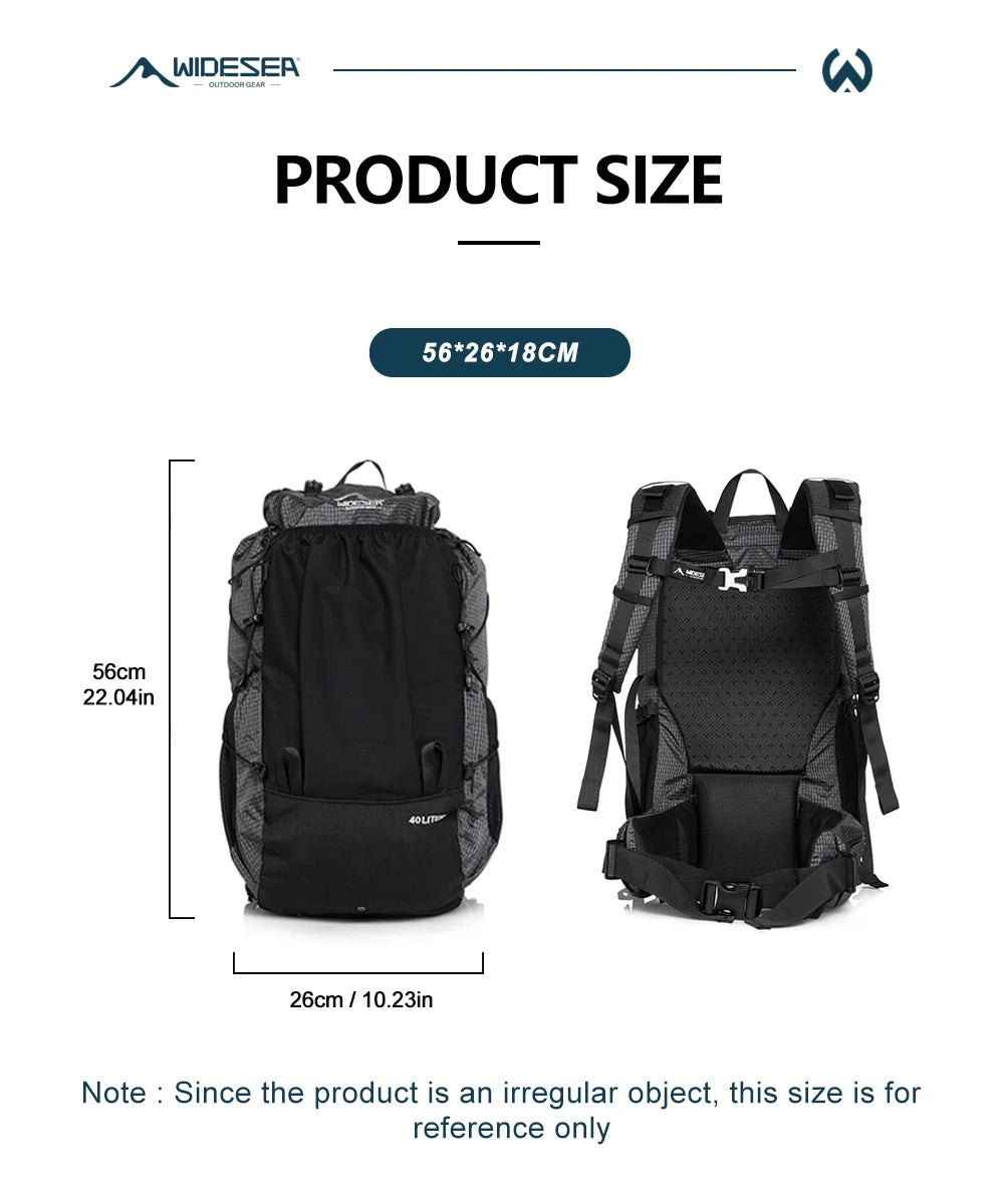 Widesea Camping Backpack 40L Hiking Bag Sports Men's Backpacks Ultralight Waterproof Trekking Travel Essentials Camping Supplies