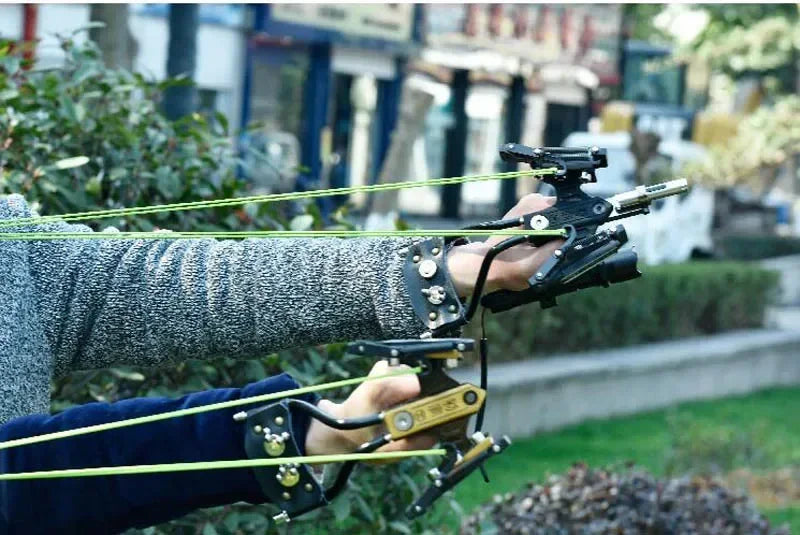Powerful Slingshot Stainless Steel Slingshot Catapult Hunter Wrist Support SlingShot Outdoor Hunt Hike Bow Catapult HuntingTools