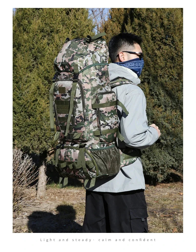 90L Travel Bag Camping Backpack Tactical Hiking Climbing Bags Mountaineering Large Sport Knapsack Outdoor Men Luggage Rucksack