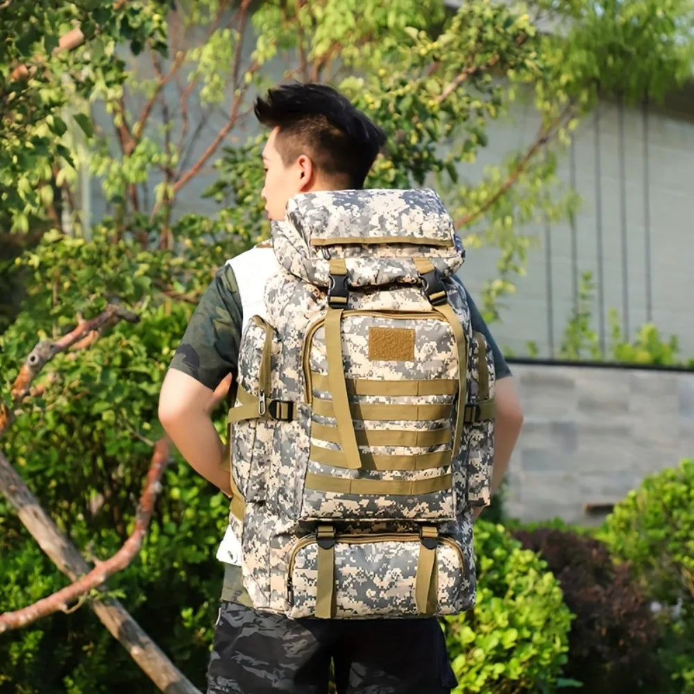 80L  Military Camouflage Tactical Backpack Large Capacity Hiking Camping Travel Outdoor Molle System Assault Pack for Men