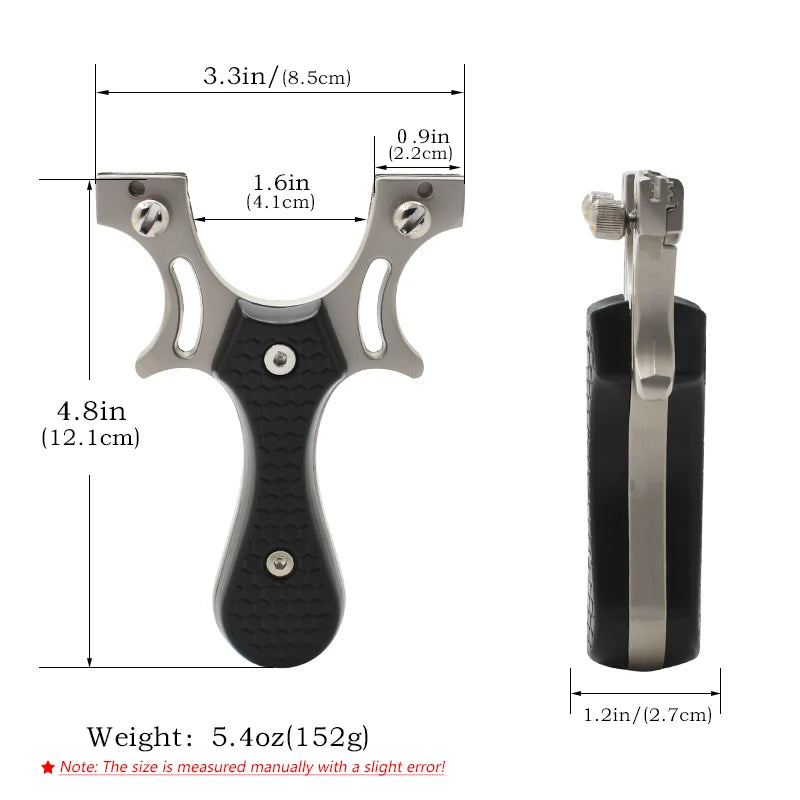 Zinc Alloy Black Embossed Anti-slip Slingshot Professional Sling Shooting High-precision Slingshot Scale Aiming With Rubber Band