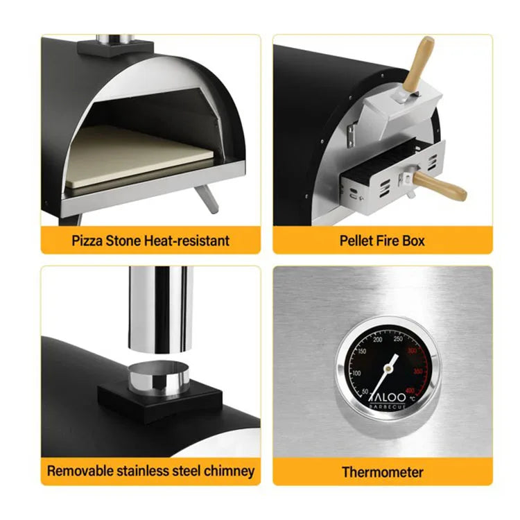 Home Outdoor Wood Burning Wood Fired Pizza Oven Pellet Grill Portable Smoker Grill Charcoal Wood BBQ Smoker