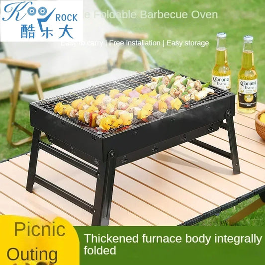 Collapsible BBQ Grill Outdoor Portable Charcoal Fire Pit Full Set no Smoke Carbon Roast Meat for Home