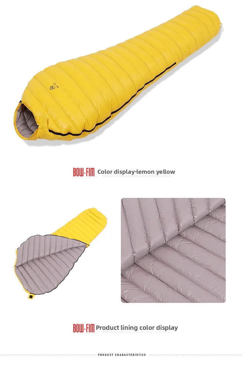 SKY ICEFeichan Mummy Down Sleeping Bag for Adults Outdoor Camping Winter Thickened Goose Down Cold-Proof Warm