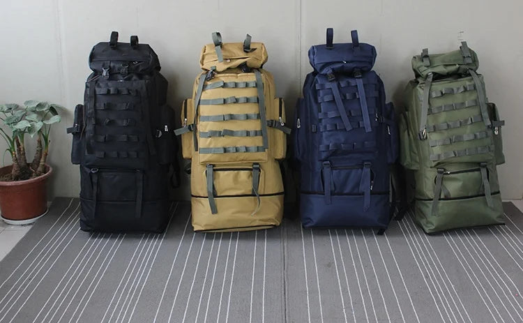 70-100L Outdoor Camping Travel Sports Backpack Military Camo Tactical Bag Large Capacity Waterproof Hiking Mountain Climbing Bag