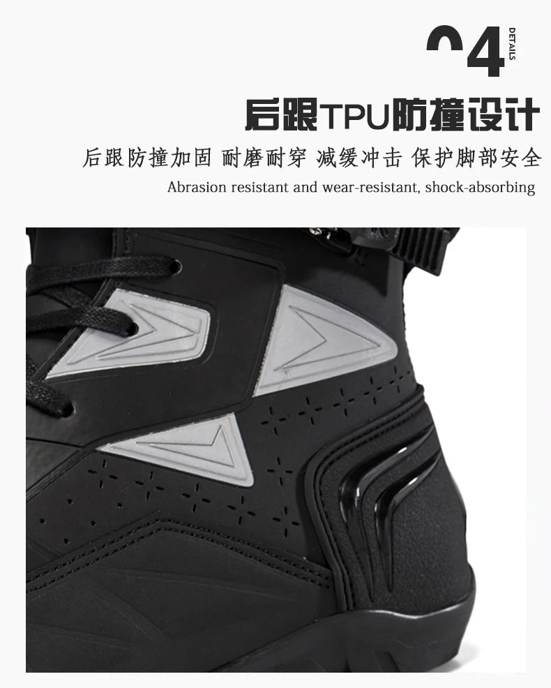 New Motorcycle Boots Men Breathable Motos Riding Boot TPU Protect Men's Motorcycle Shoes Anti Slip Motorbike Ankle Length Boots