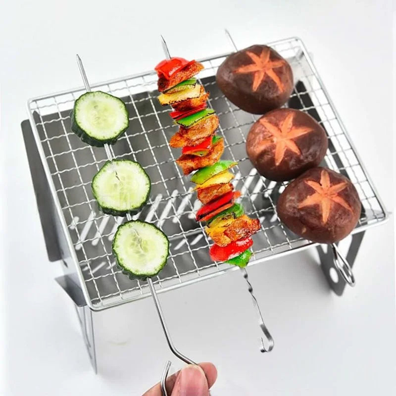 Outdoor Camping Charcoal Barbecue Grill For Party Beach Picnic Bbq Stove , Portable Stainless Steel Bbq Charcoal Grill