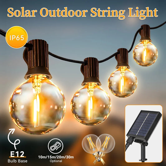 LED Solar String Lamp Waterproof Garden Lights Outdoor Remote Control Solar Camping Tent Lighting for Party Backyard Decorative
