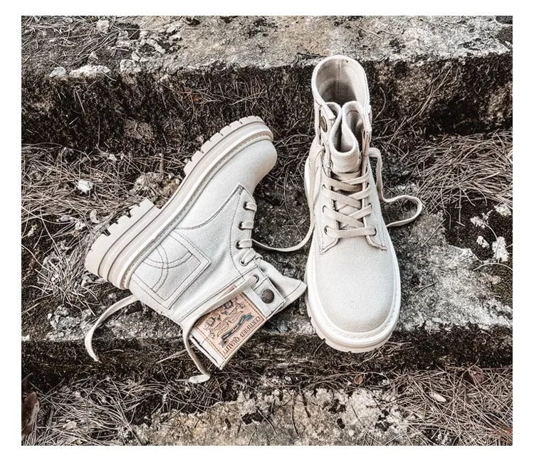 Retro Ankle Boots for Women's Lace Up Thick Sole Shoes Female Round Toe Short Boots Work Dress Western Denim Boots Shoes women